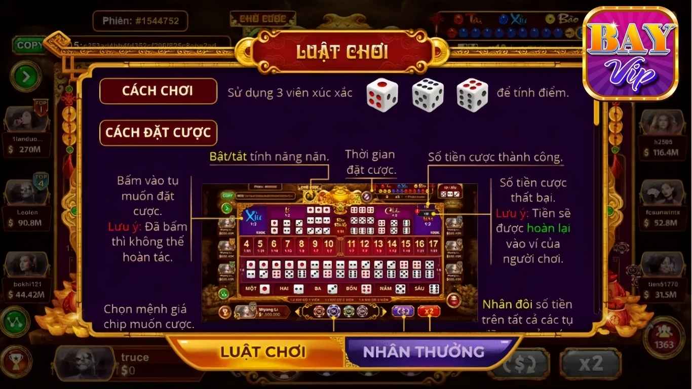 Cách chơi Sicbo Tài Phú MD5 Bayvip Cách chơi Sicbo Tài Phú MD5 Bayvip
