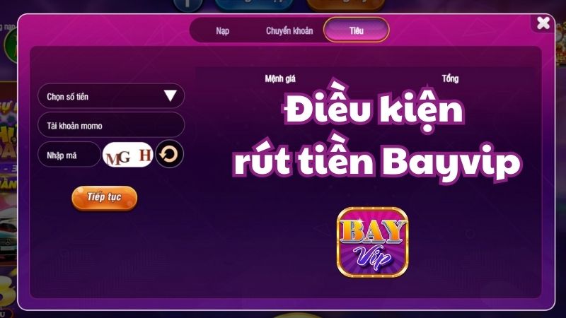 Điều kiện thực hiện giao dịch rút tiền Bayvip cần nắm