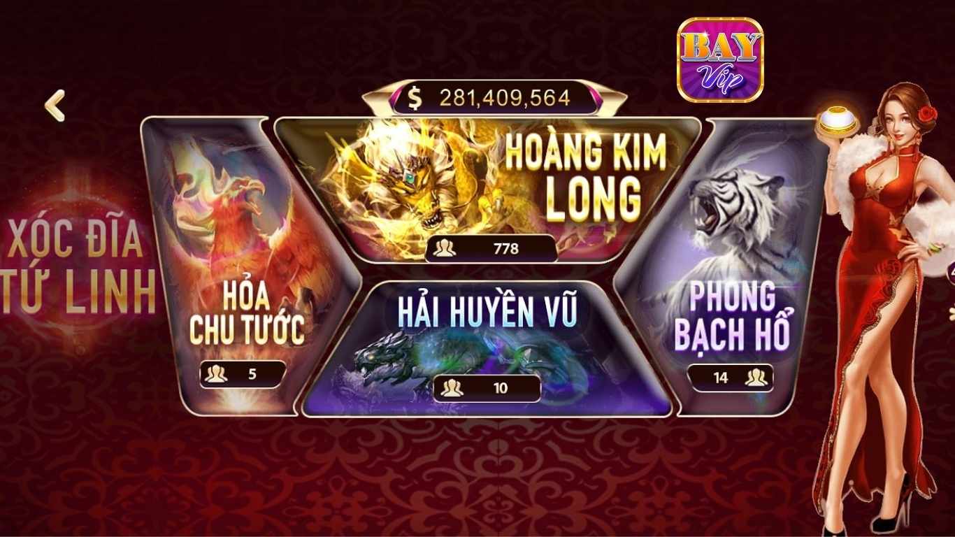 Xóc đĩa tứ linh - Game xóc đĩa nổ hũ cực chất tại Bayvip